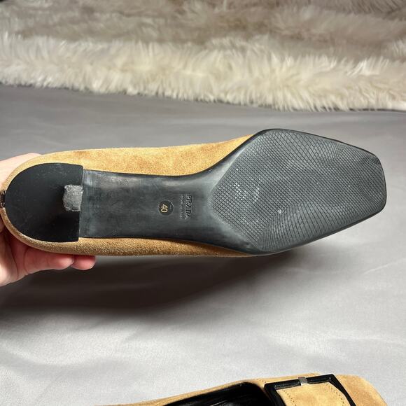 Prada Kitten Heels Iconic Mod Buckle Square Toe sz 40 (size 9.5-10) Old Money - Picture 12 of 16